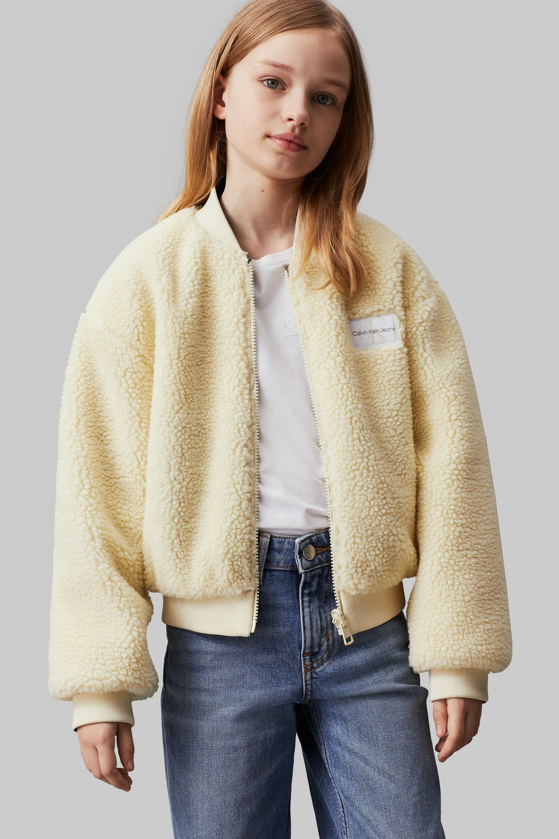 Buy Calvin Klein Natural Reversible Teddy Bomber Jacket from Next Luxembourg