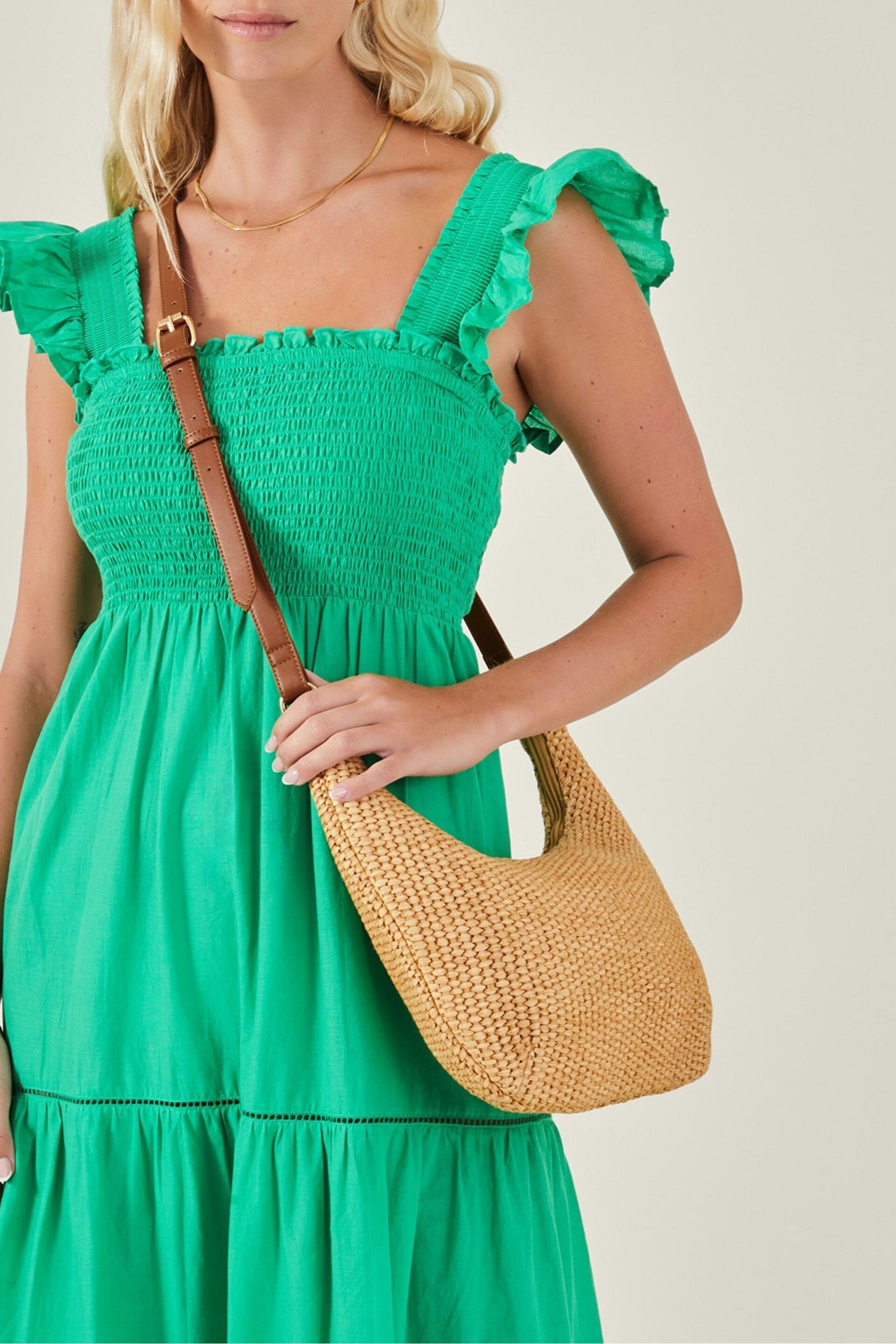 Accessorize Natural Raffia Cross-Body Bag - Image 1 of 4