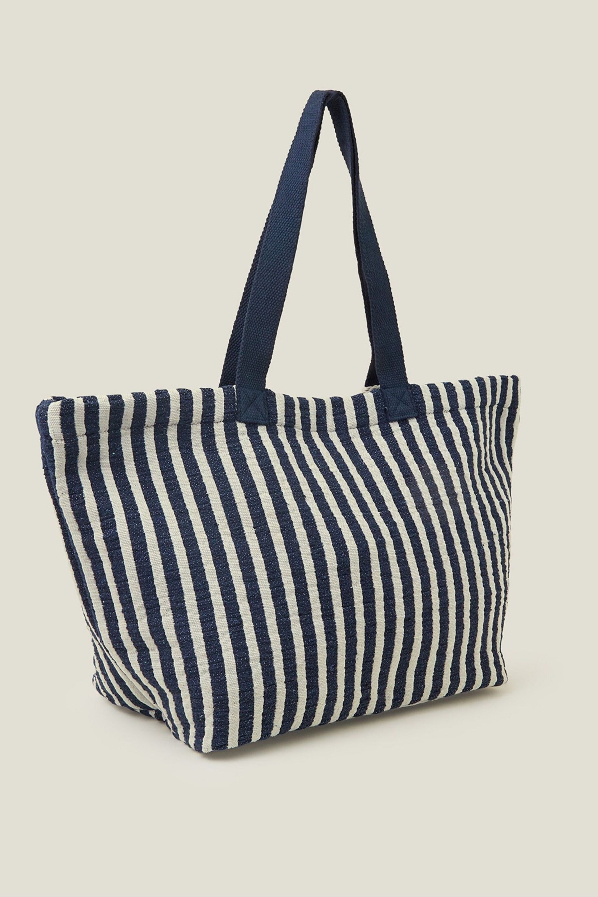 Accessorize Blue Stripe Tassel Tote Bag - Image 3 of 3