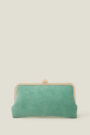 Accessorize Green Curved Suedette Clip Frame Clutch Bag - Image 1 of 3