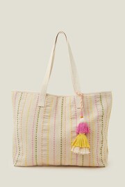 Accessorize Natural Stripe Shopper Bag - Image 2 of 4