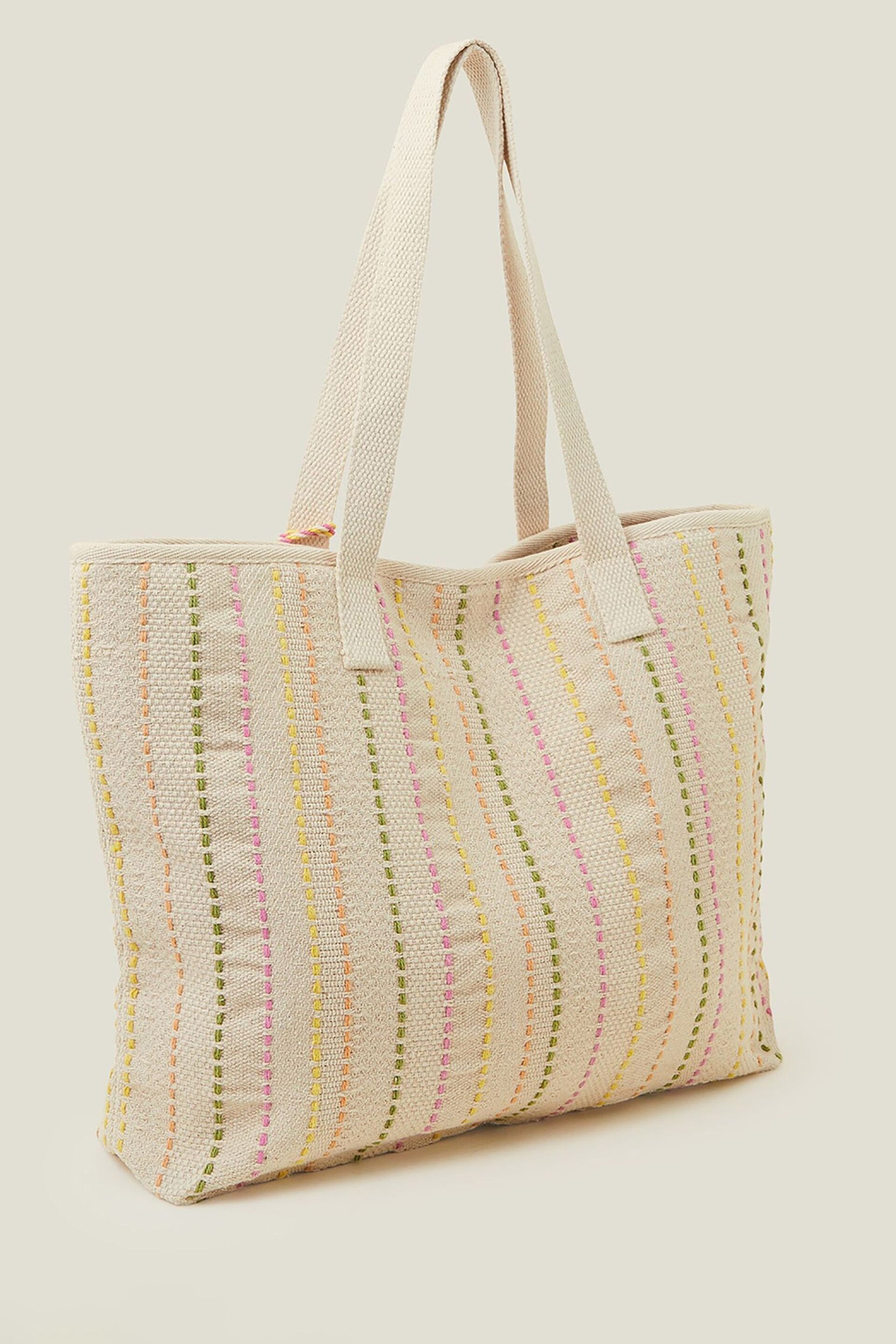 Accessorize Natural Stripe Shopper Bag - Image 3 of 4