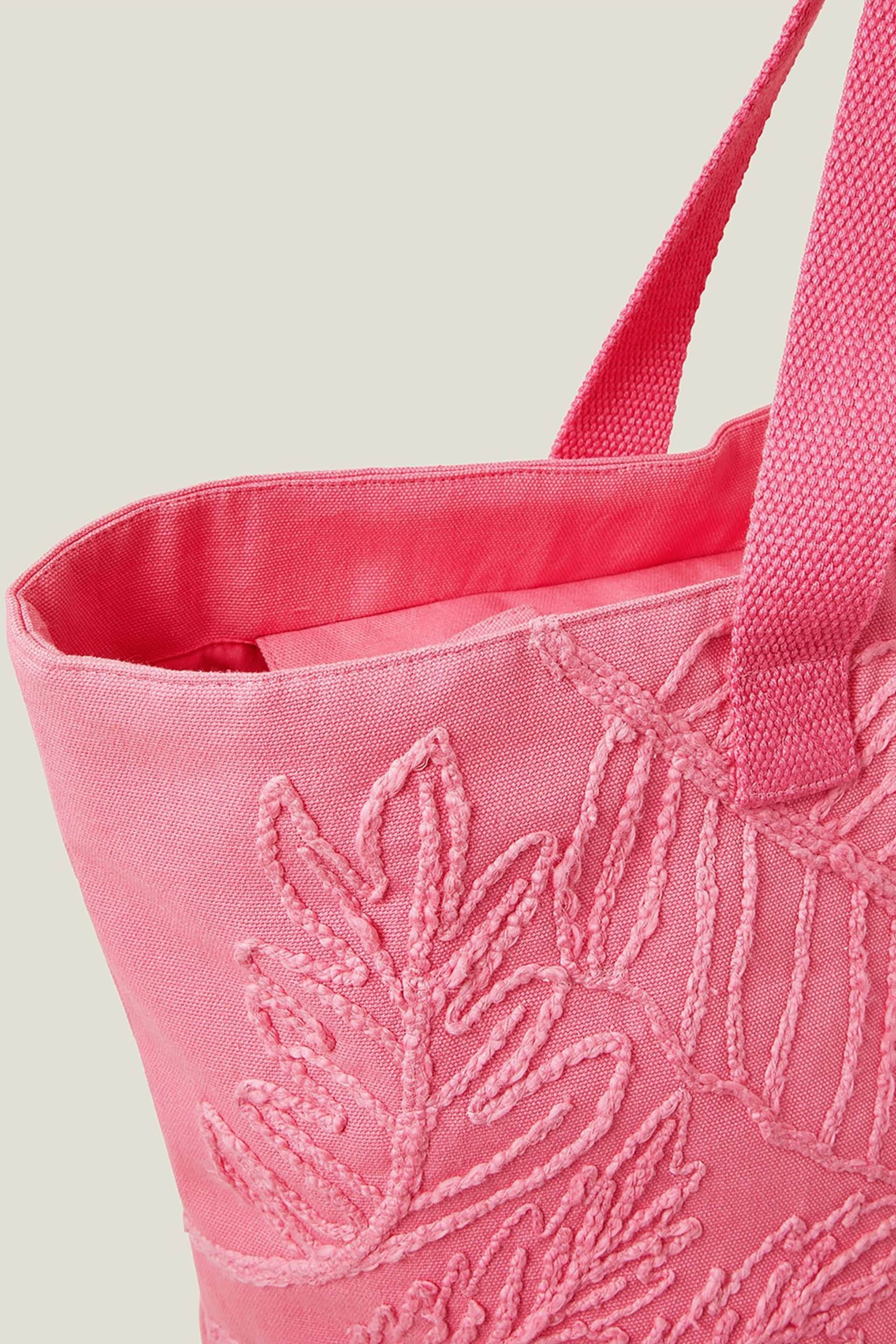 Accessorize Pink Embroidered Shopper Bag - Image 3 of 4