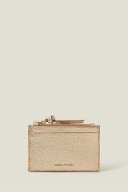 Accessorize Gold Leather Metallic Card Holder - Image 1 of 2