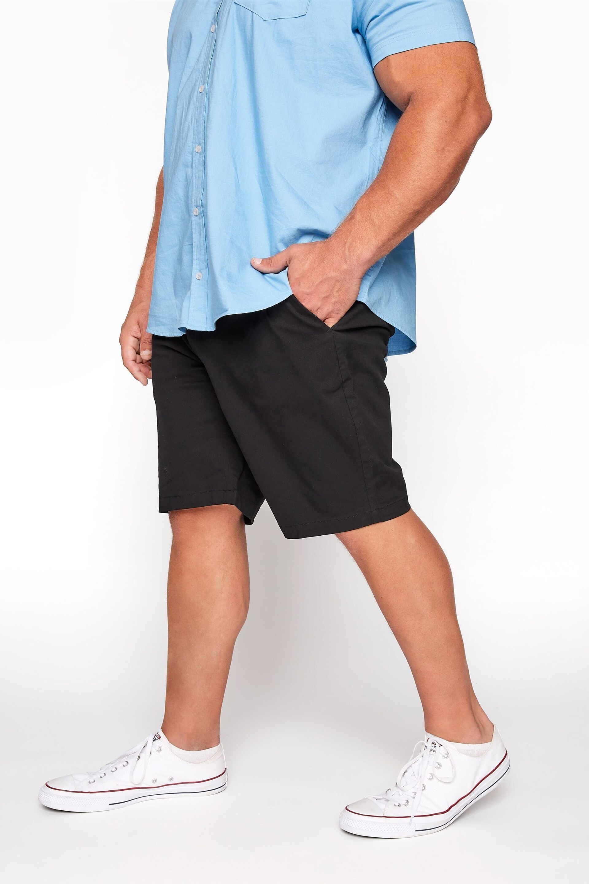 BadRhino Big & Tall Black Stretch Chino Shorts - Image 3 of 6