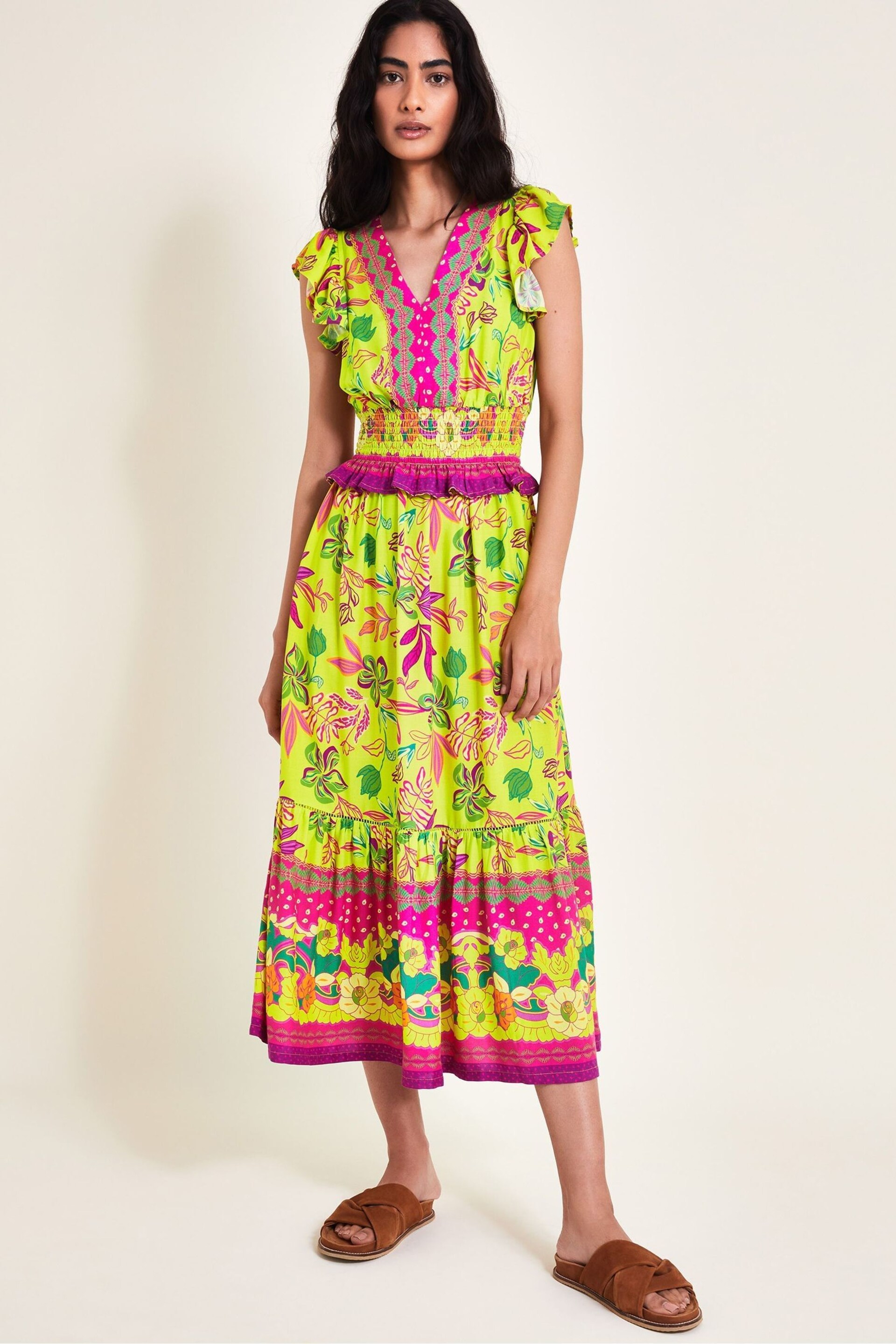 Monsoon Green Vita Floral Dress - Image 5 of 6