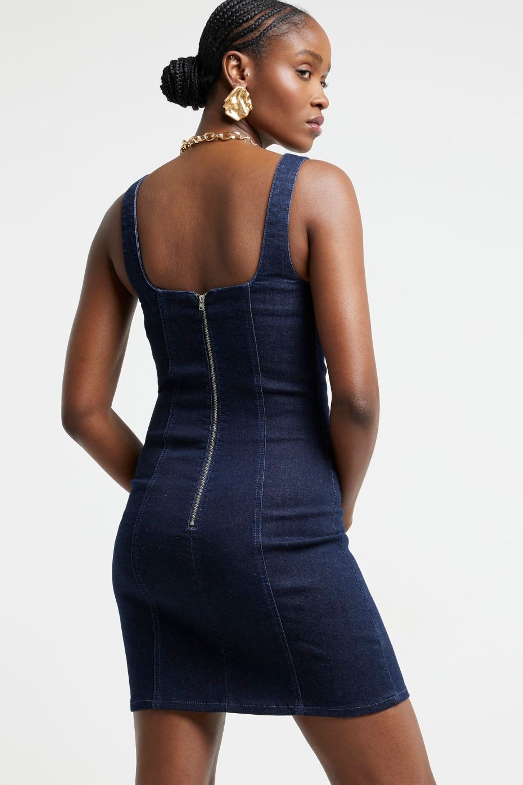 Fitted denim mini dress shop
