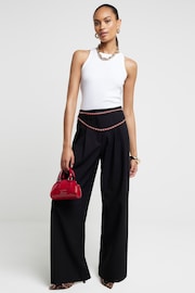 River Island Wide Leg Pleated Linen Trousers - Image 1 of 3