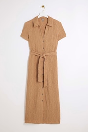 River Island Brown Short Sleeve Textured Midi Shirt Dress - Image 5 of 6