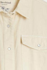 River Island Cream Denim Mini Shirt Dress - Image 4 of 4