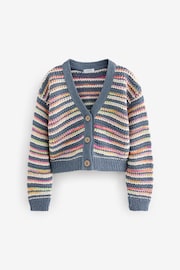 Blue V-Neck 100% Cotton Cardigan (3-16yrs) - Image 6 of 8