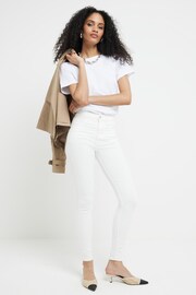 River Island White High Rise Bum Scuplt Skinny Jeans - Image 4 of 6