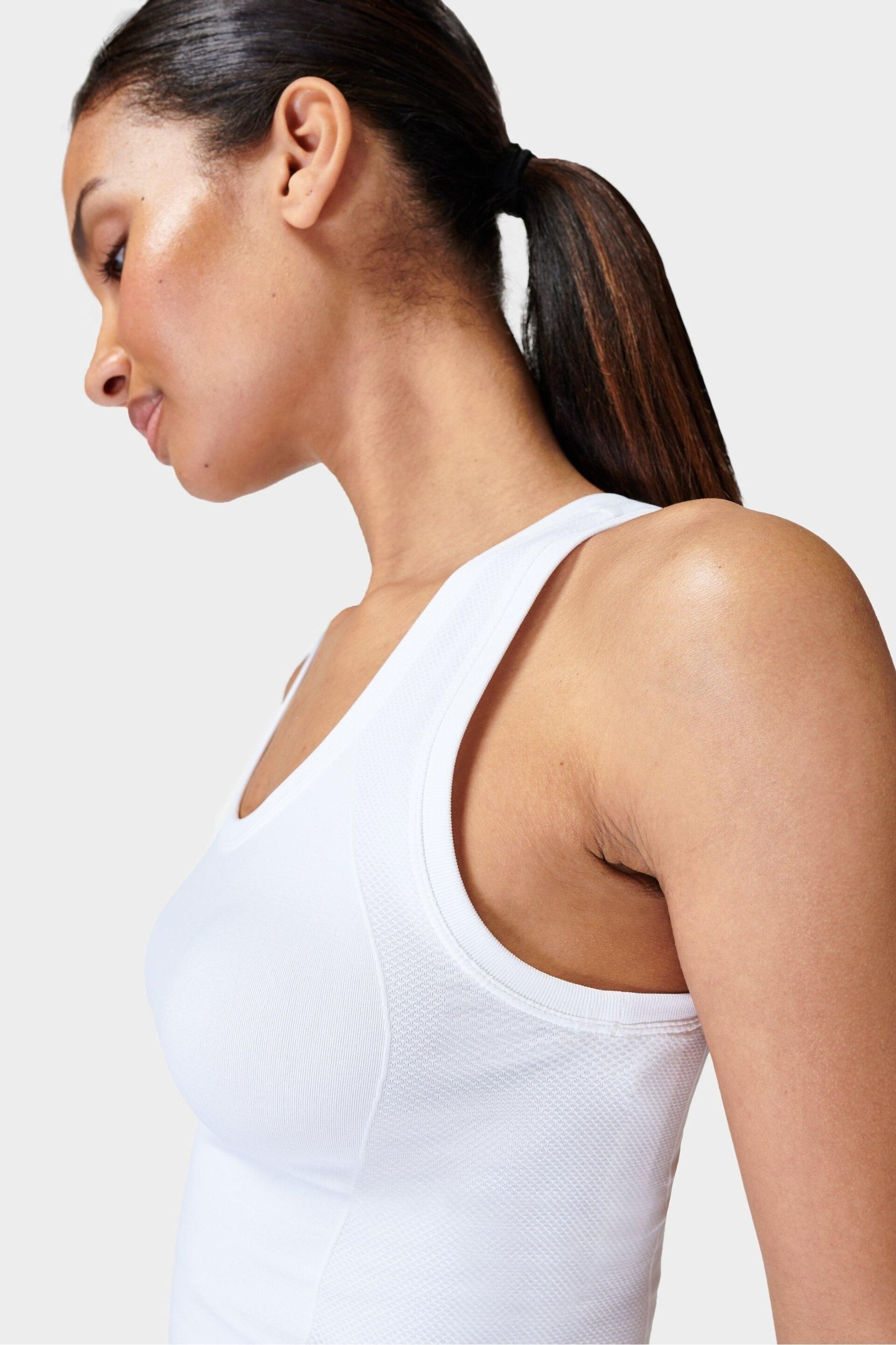 Sweaty Betty White Athlete Crop Seamless Workout Vest - Image 5 of 6