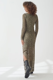 Khaki Green Long Sleeve Lace Maxi Dress - Image 2 of 6