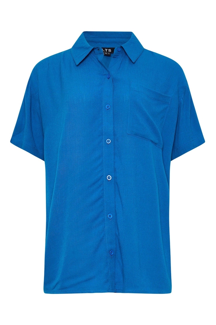 Long Tall Sally Blue Crinkle Short Sleeve Shirt - Image 9 of 9