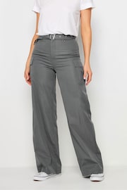 Long Tall Sally Grey Belted Wide Leg Trousers - Image 2 of 5