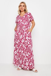 Yours Curve Pink Two Tone Summer Swirl Side Split Drawcord Maxi Dress - Image 2 of 4