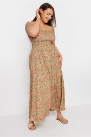 Yours Curve Pink Ditsy Floral Shirred Midaxi Dress - Image 2 of 5