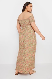 Yours Curve Pink Ditsy Floral Shirred Midaxi Dress - Image 3 of 5