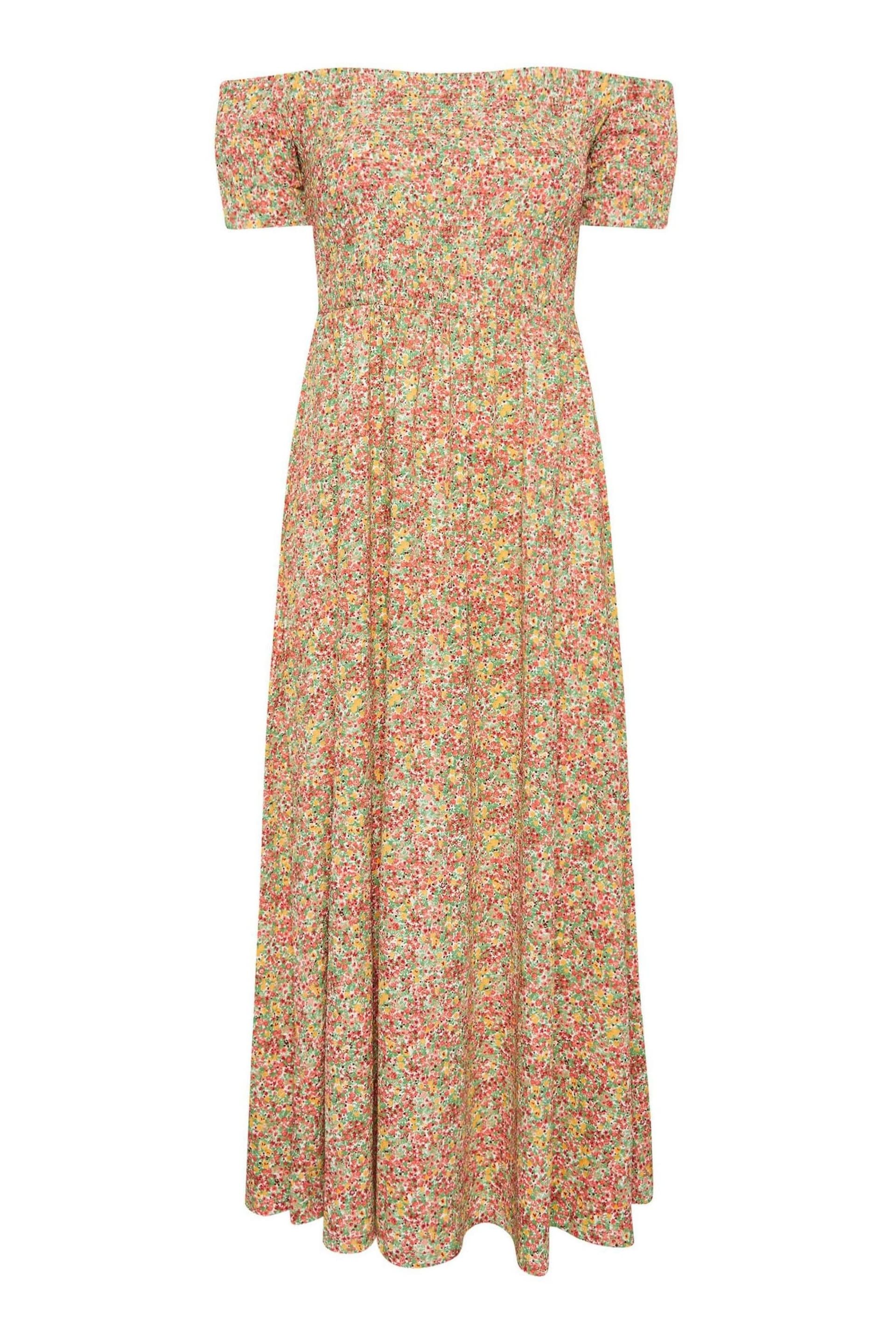 Yours Curve Pink Ditsy Floral Shirred Midaxi Dress - Image 5 of 5