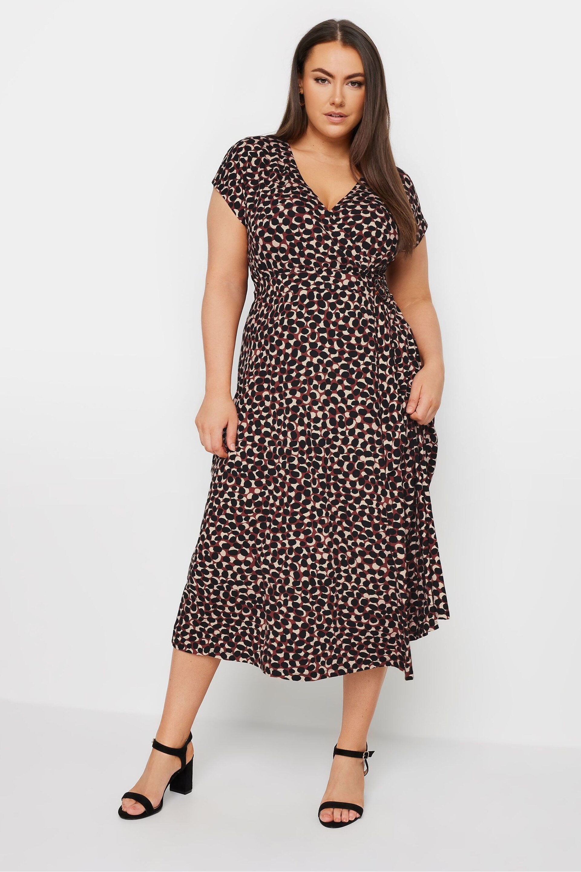 Yours Curve Red Spot Print Wrap Dress - Image 1 of 5