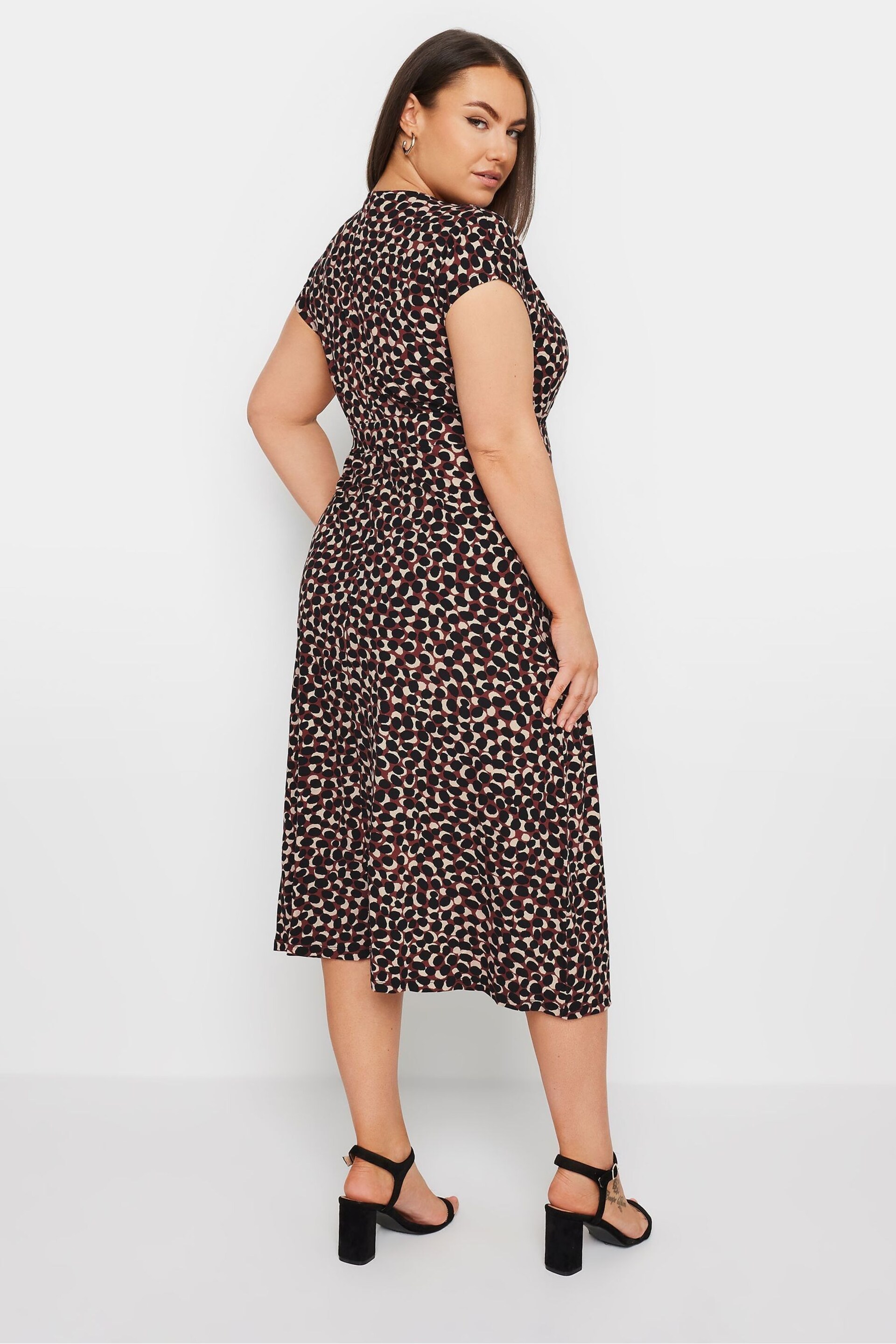 Yours Curve Red Spot Print Wrap Dress - Image 3 of 5