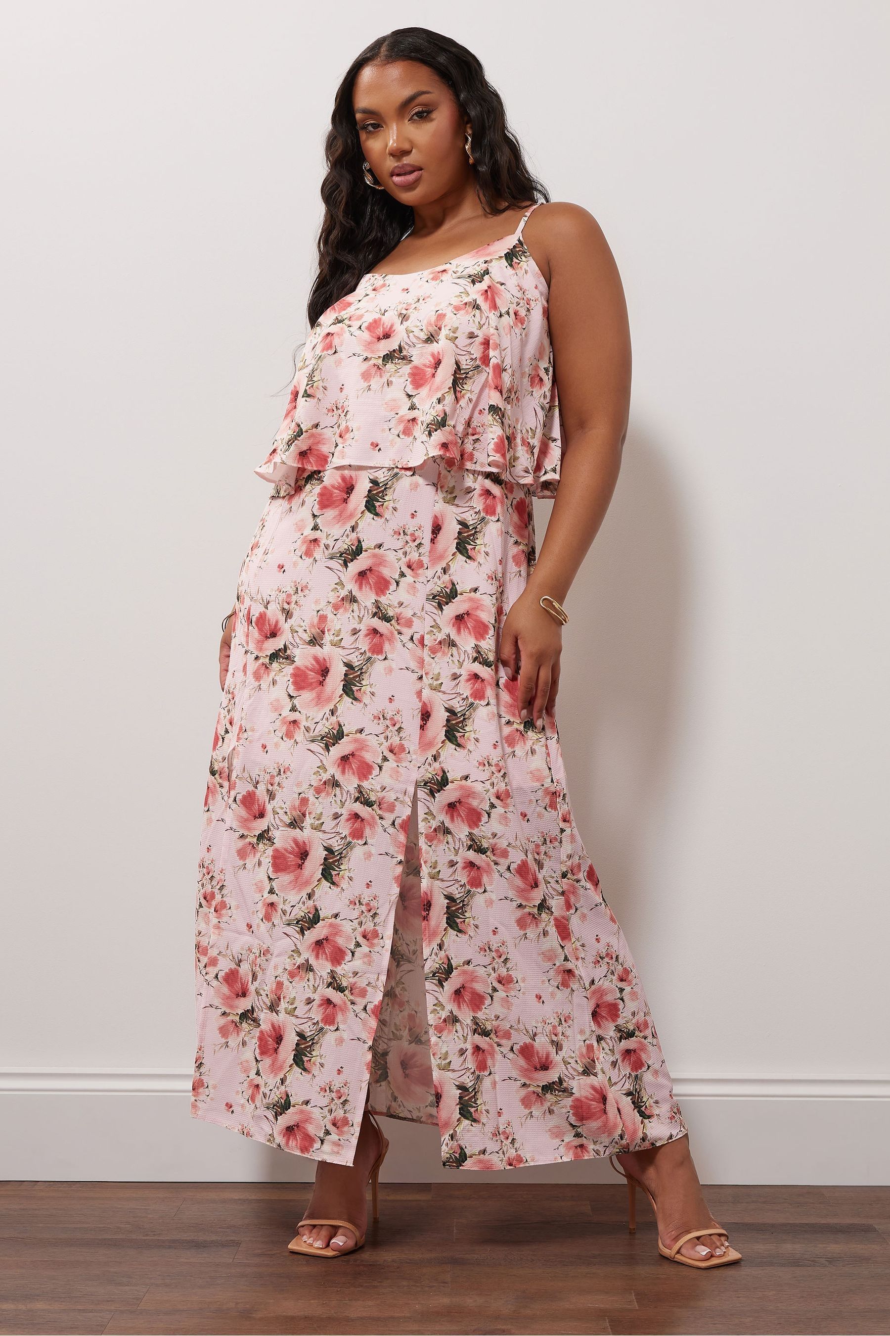 Floral overlay maxi dress cheap