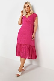 Yours Curve Pink Broderie Anglaise Dress - Image 1 of 5