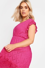Yours Curve Pink Broderie Anglaise Dress - Image 4 of 5