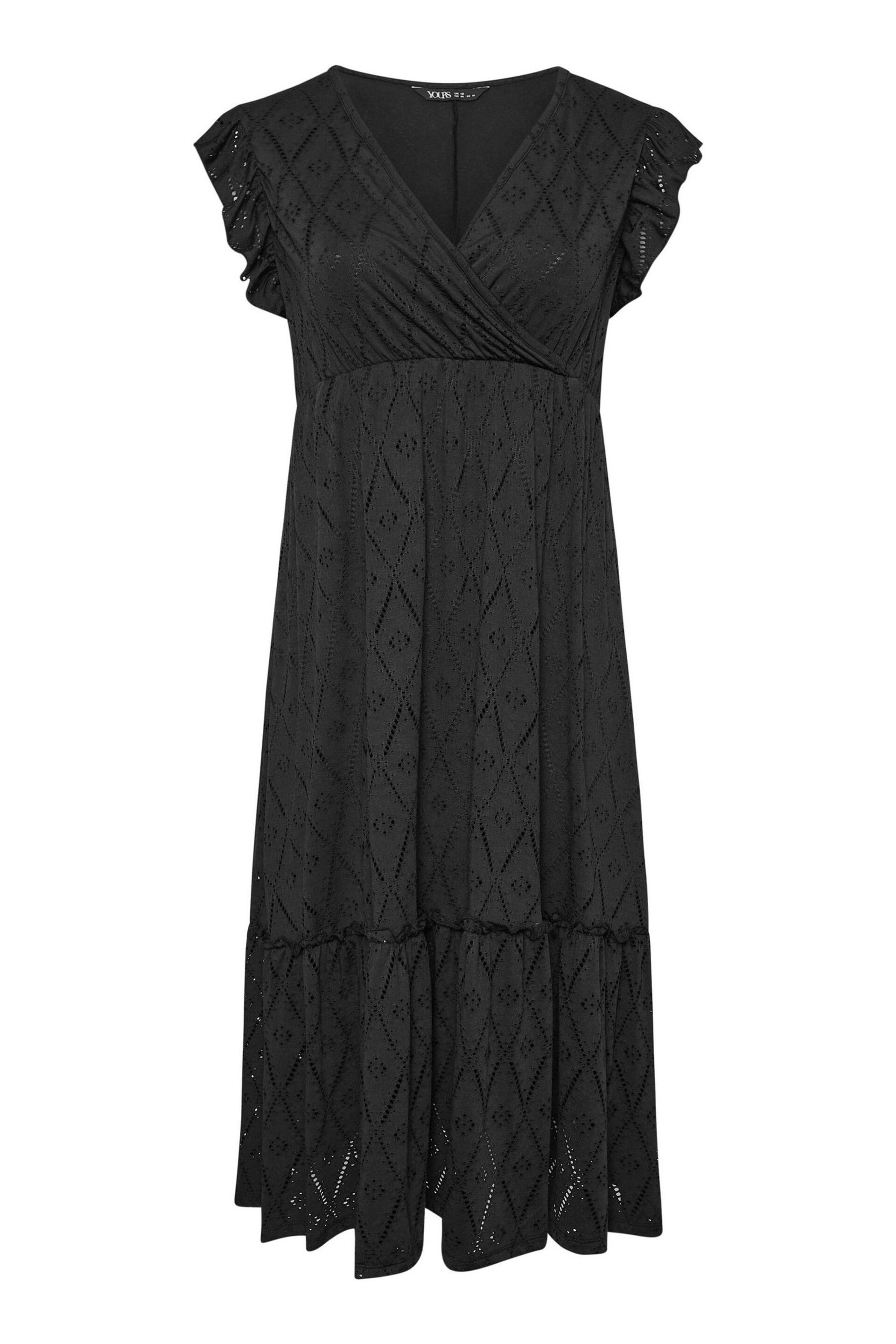 Yours Curve Black Broderie Anglaise Dress - Image 5 of 5