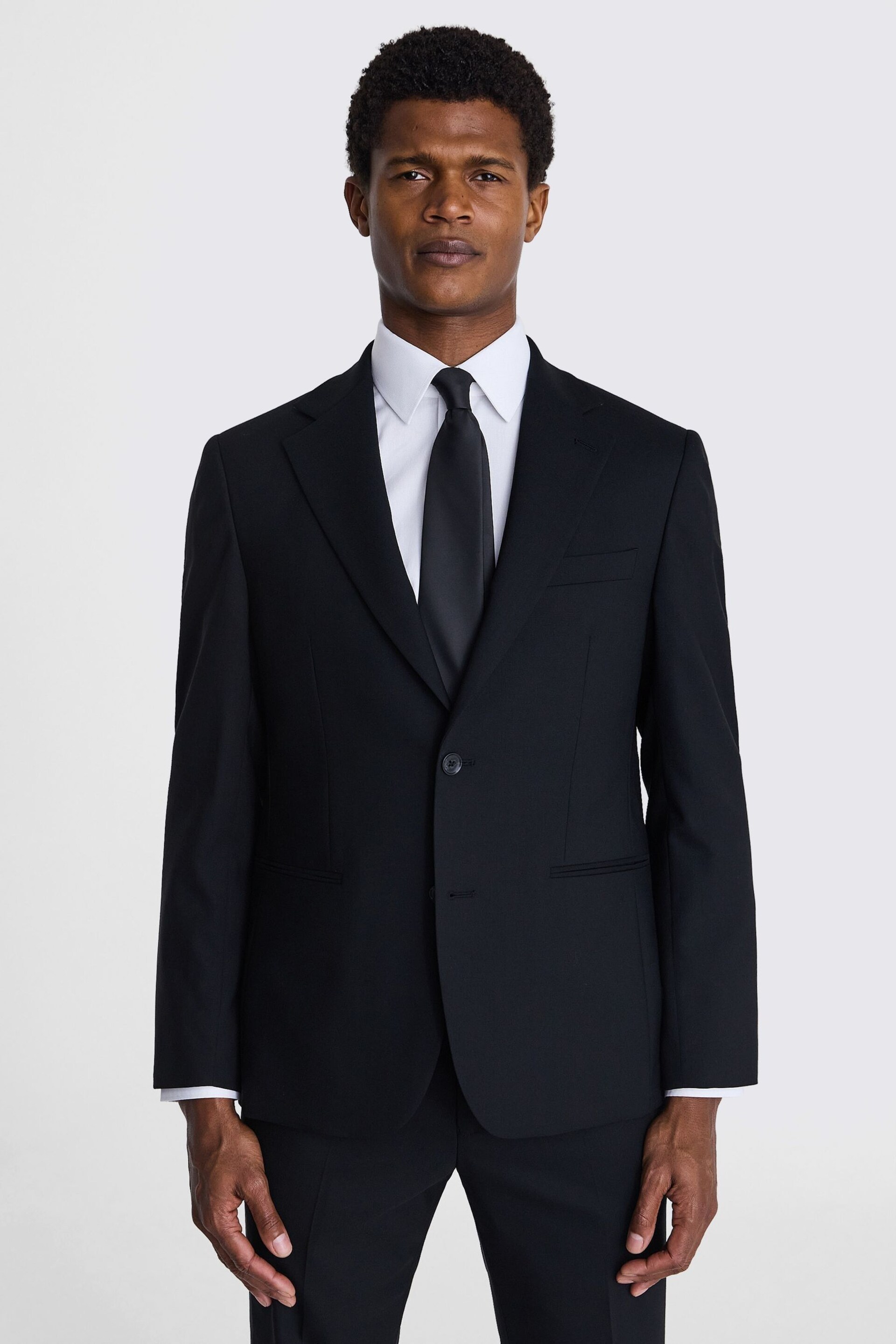 MOSS Tailored Fit Black Half Lined Black Jacket - Image 3 of 6