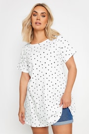 Yours Curve White Star Print Swing 100% Cotton Top - Image 1 of 5