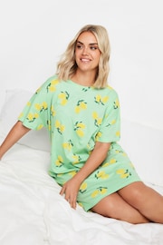 Yours Curve Green Lemon Print Sleep T-Shirt Nightdress - Image 4 of 5