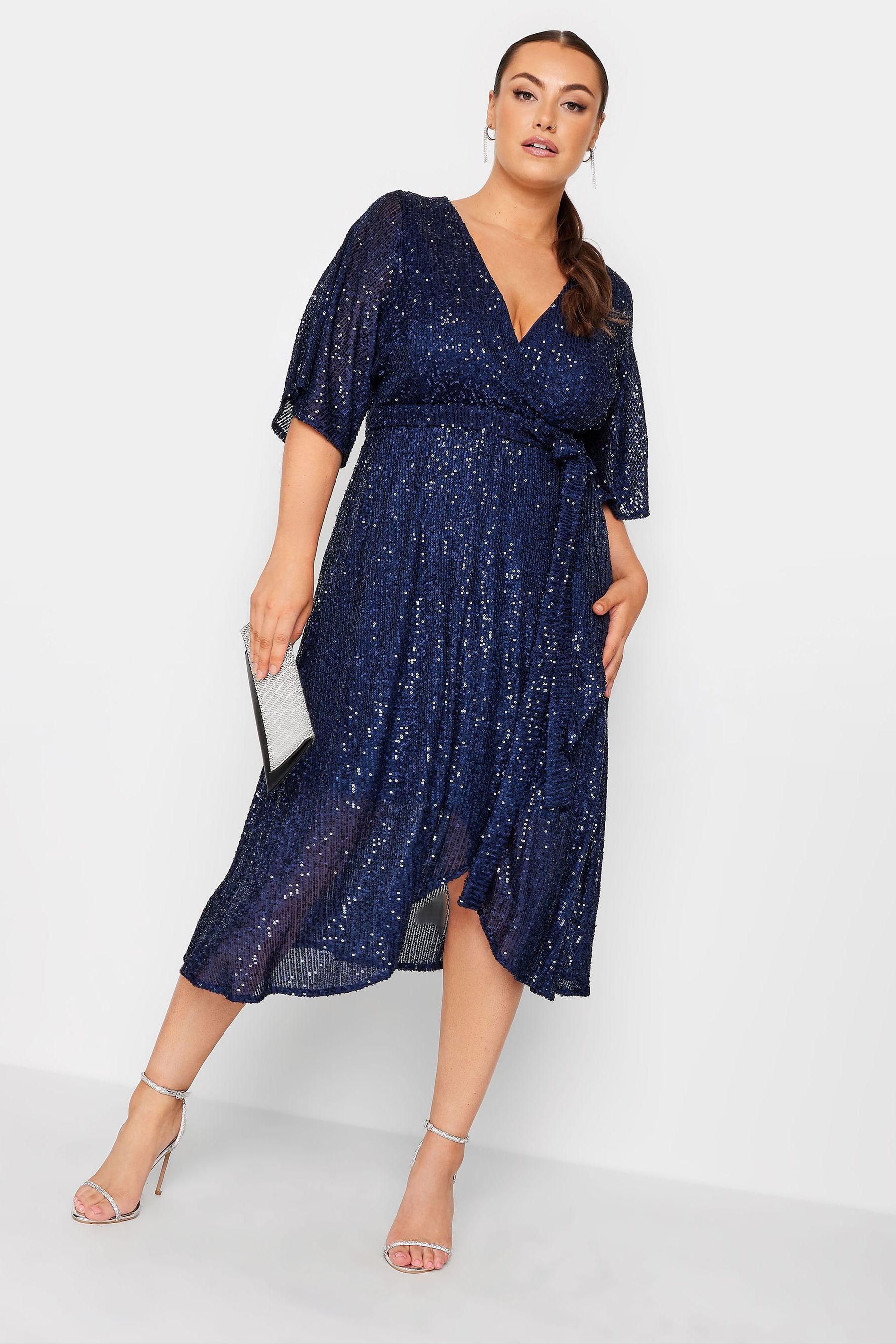 Plus size blue sequin dress online