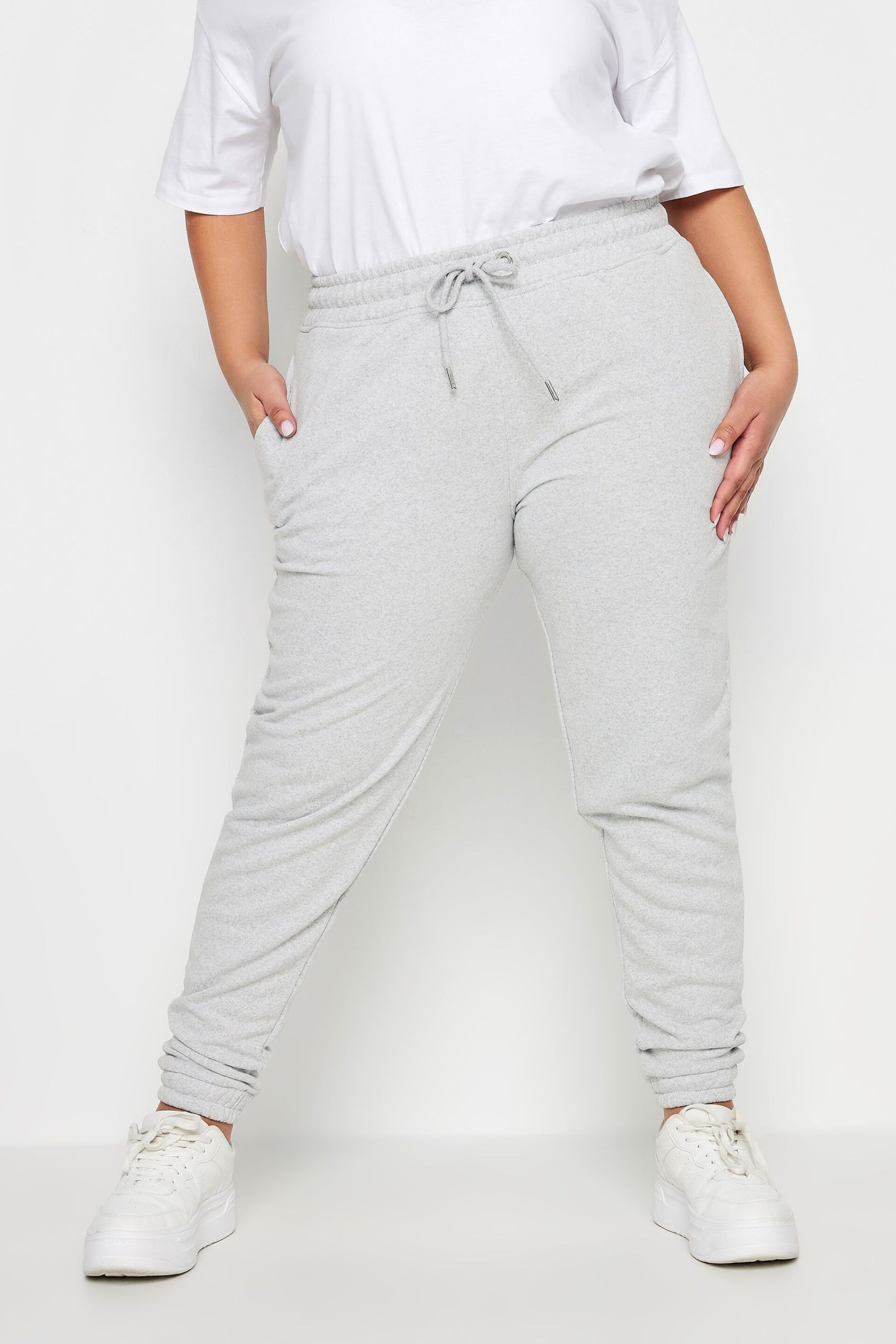 Yours Curve Grey Elasticated Stretch Joggers - Image 1 of 5