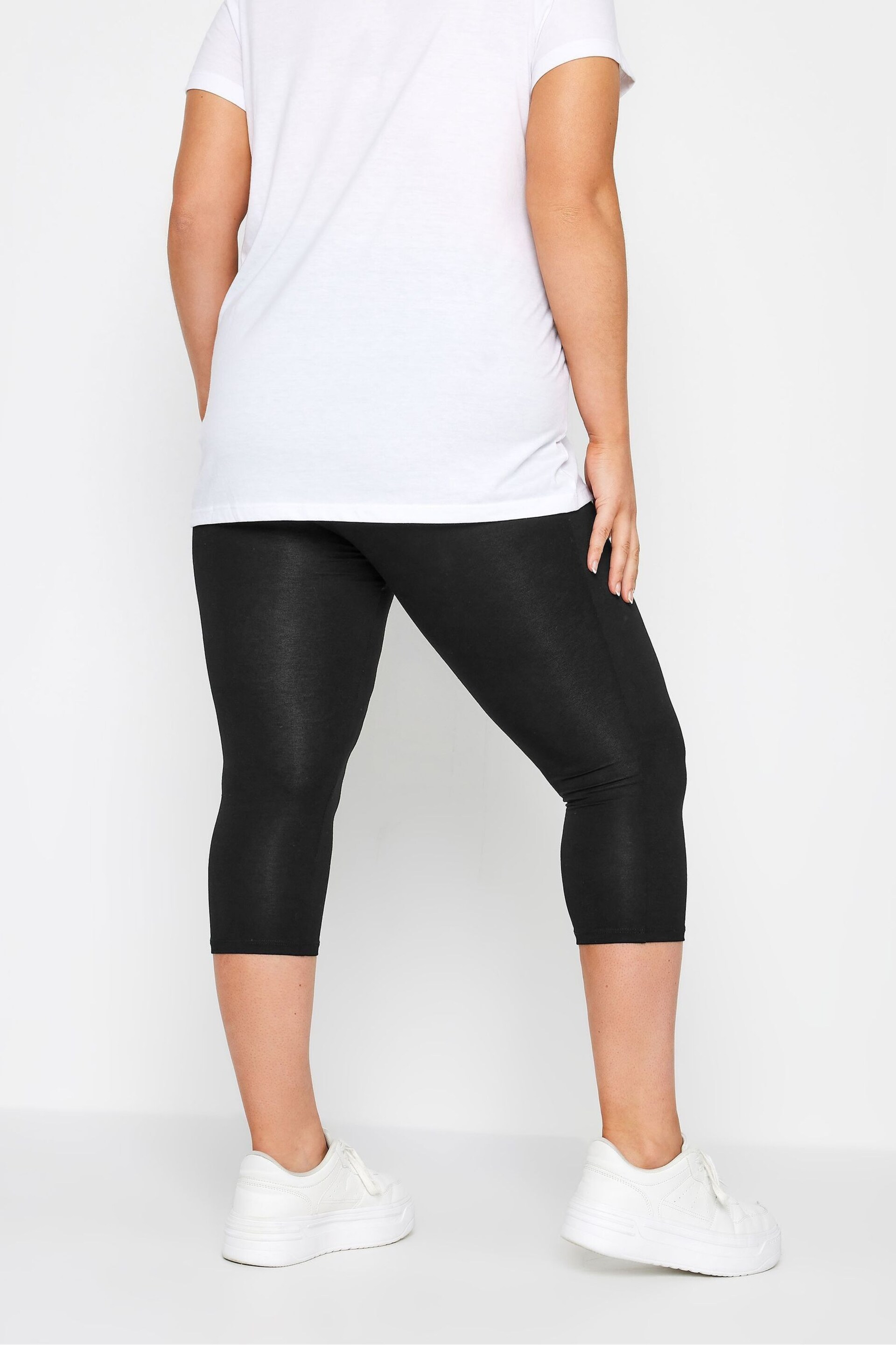 Yours Curve Black Soft Touch Stretch Cropped Leggings - Image 3 of 4