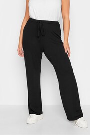 Yours Curve Black Wide Leg Pull On Stretch Jersey Yoga Joggers - Image 1 of 3