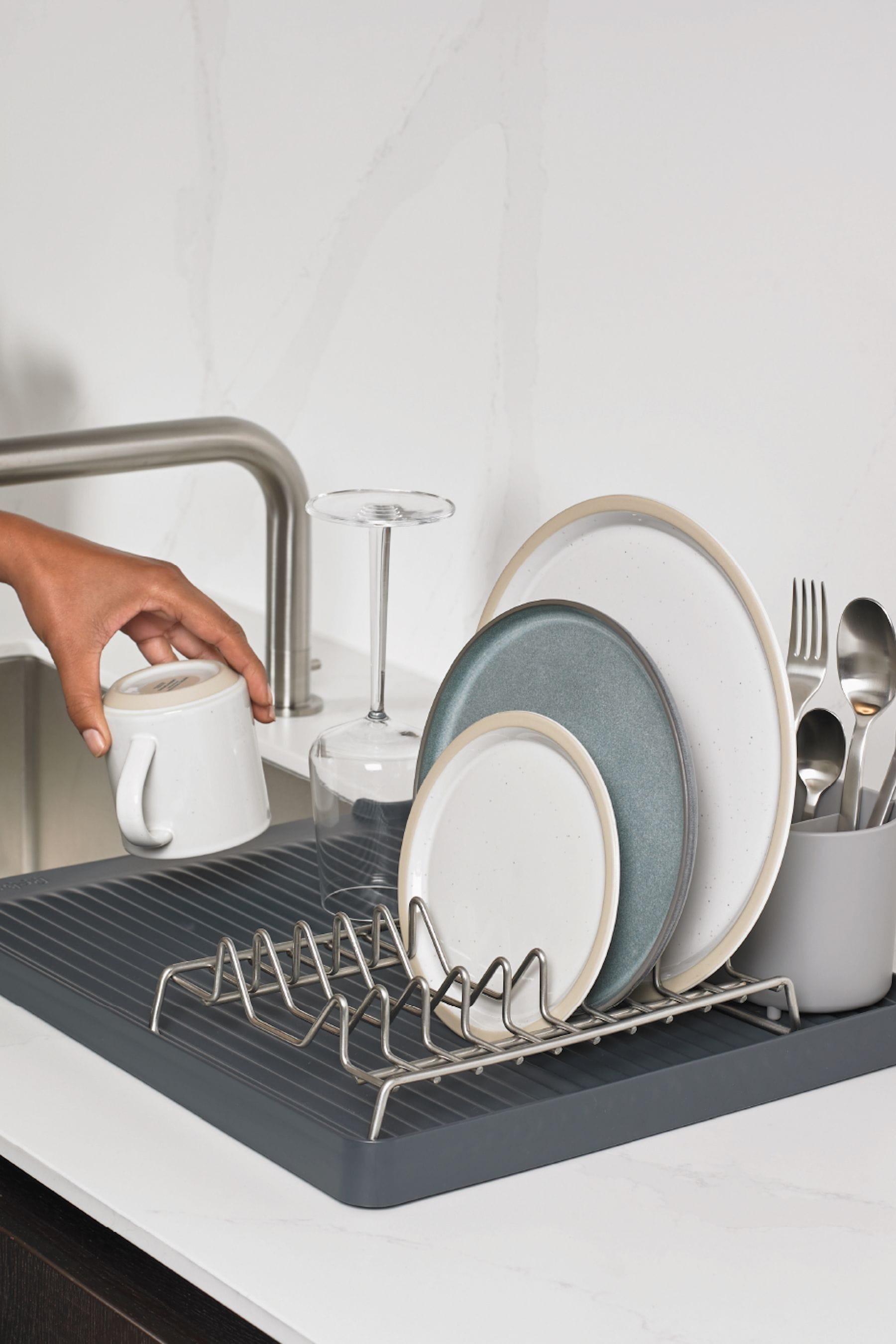 Silver draining rack top