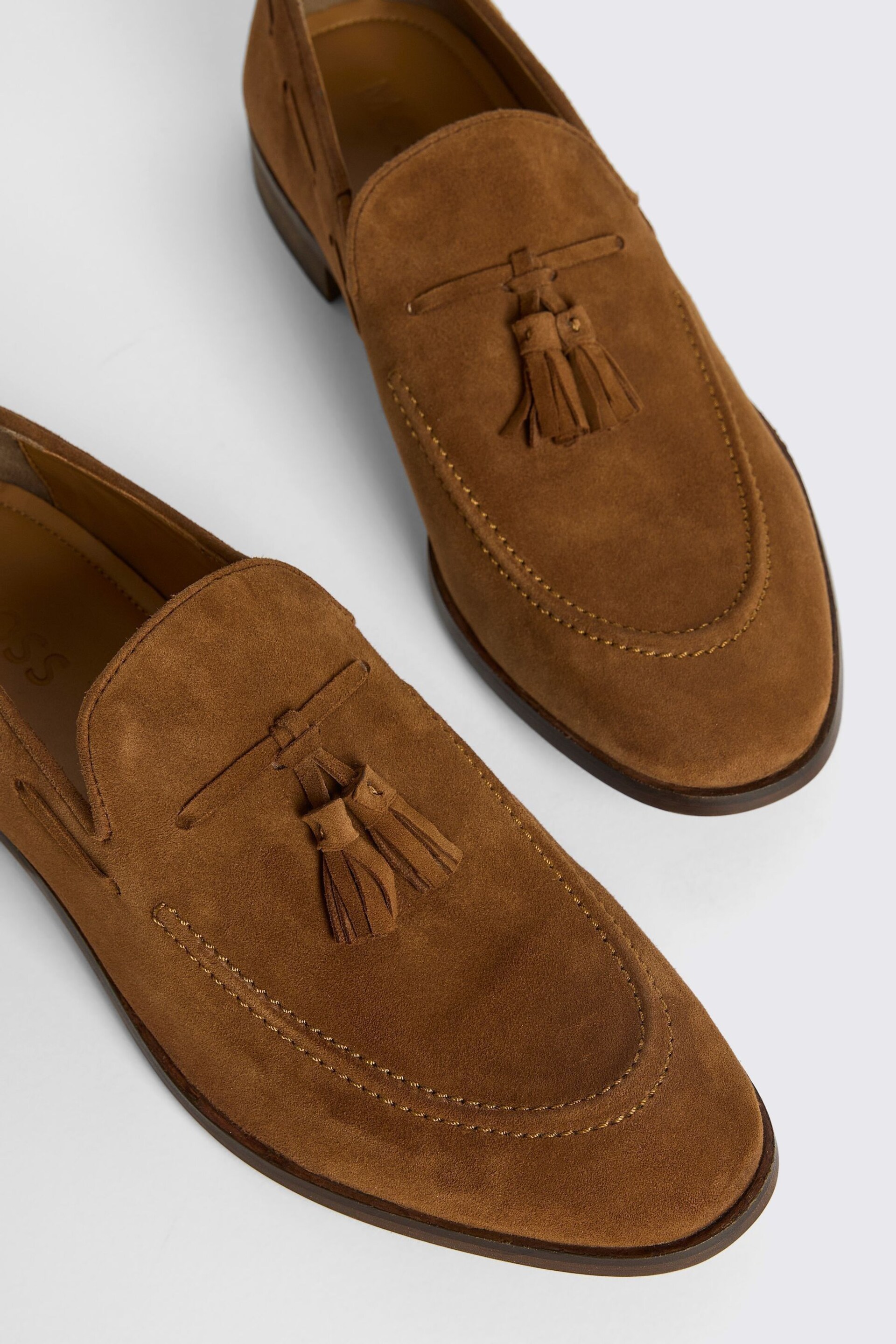 MOSS Tan Brown Highgate Suede Tassel Loafers - Image 3 of 5