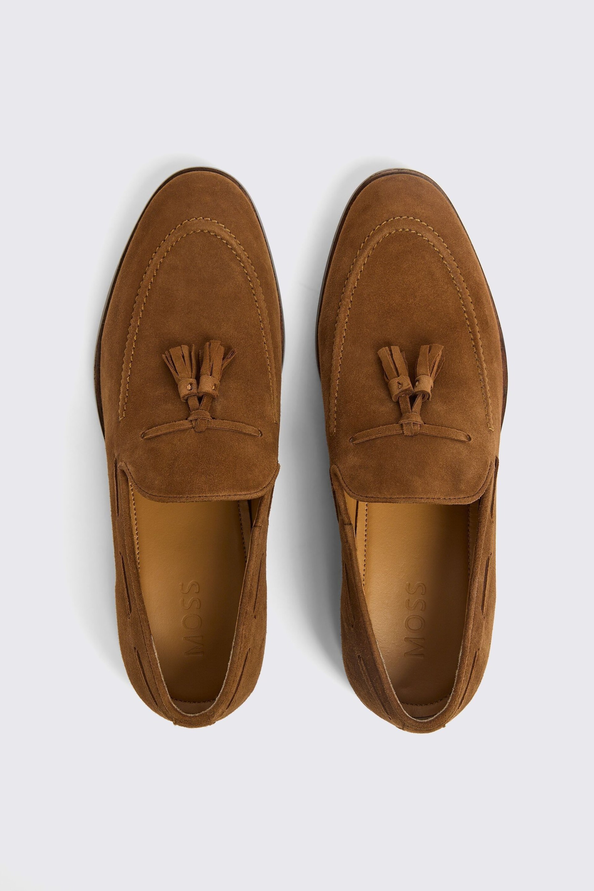 MOSS Tan Brown Highgate Suede Tassel Loafers - Image 4 of 5