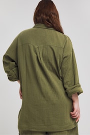 Simply Be Green Oversized Cheesecloth Double Pocket Shirt - Image 2 of 4