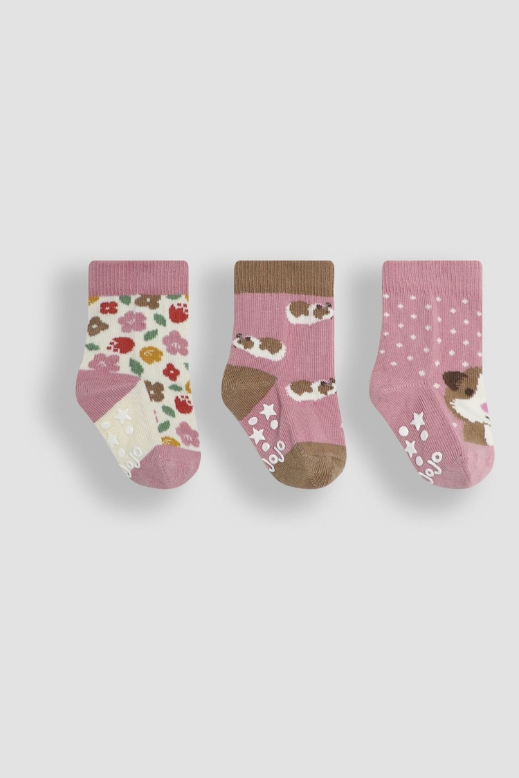 JoJo Maman Bébé Pink Guinea Pig Socks 3 Pack - Image 2 of 5