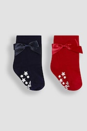 JoJo Maman Bébé Navy 2-Pack Bow Socks - Image 1 of 3