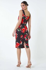 Roman Red Floral Corset Detail Stretch Dress - Image 3 of 5