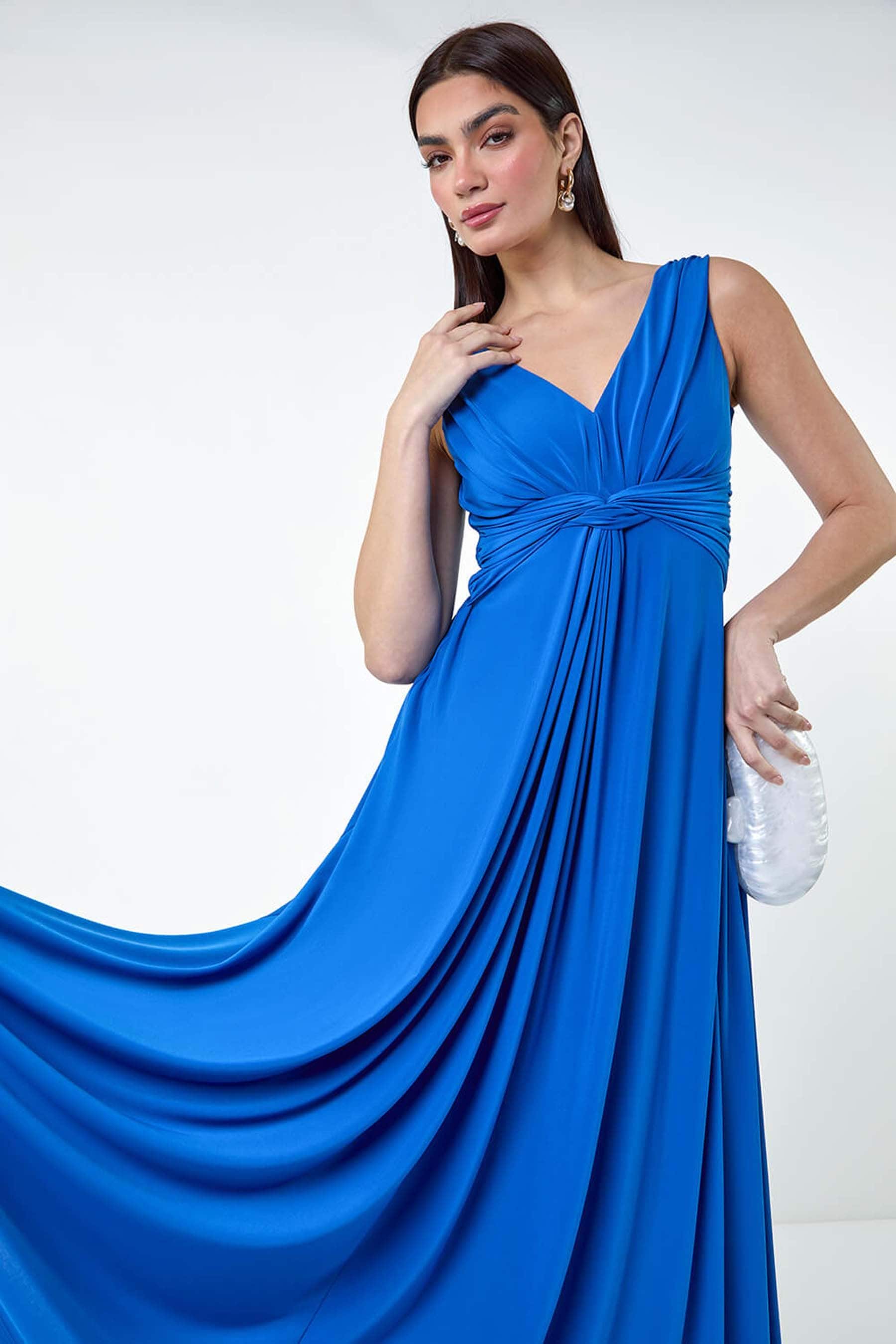 Buy Roman Blue Plain Knot Front Maxi Dress from the Next UK online shop