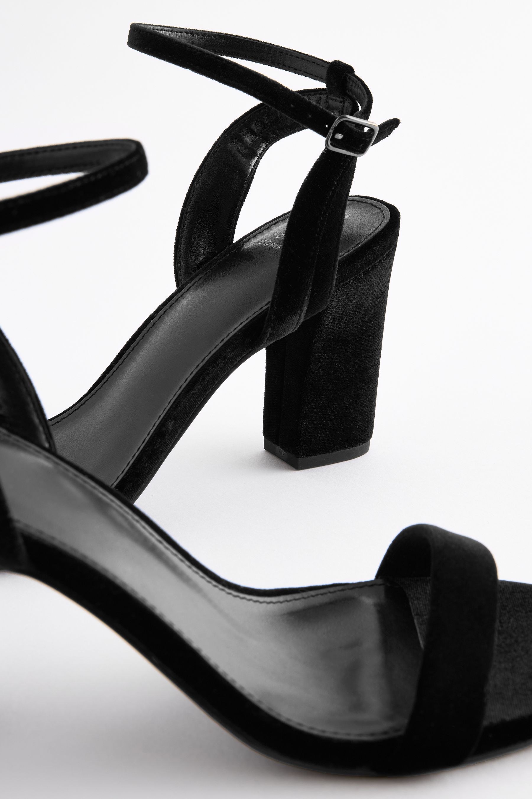 Black Velvet Regular Wide Fit Forever Comfort Block Heel Sandals