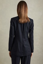 Reiss Navy Hallie Textured Single Breasted Suit Blazer - Image 4 of 5