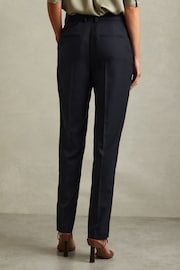 Reiss Navy Hallie Petite Textured Slim Fit Suit Trousers - Image 4 of 7