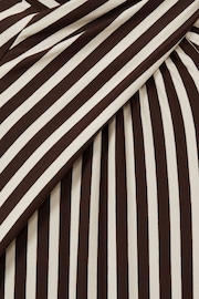 Reiss Brown/Cream Cat Striped Jersey Asymmetric Midi Dress - Image 6 of 6