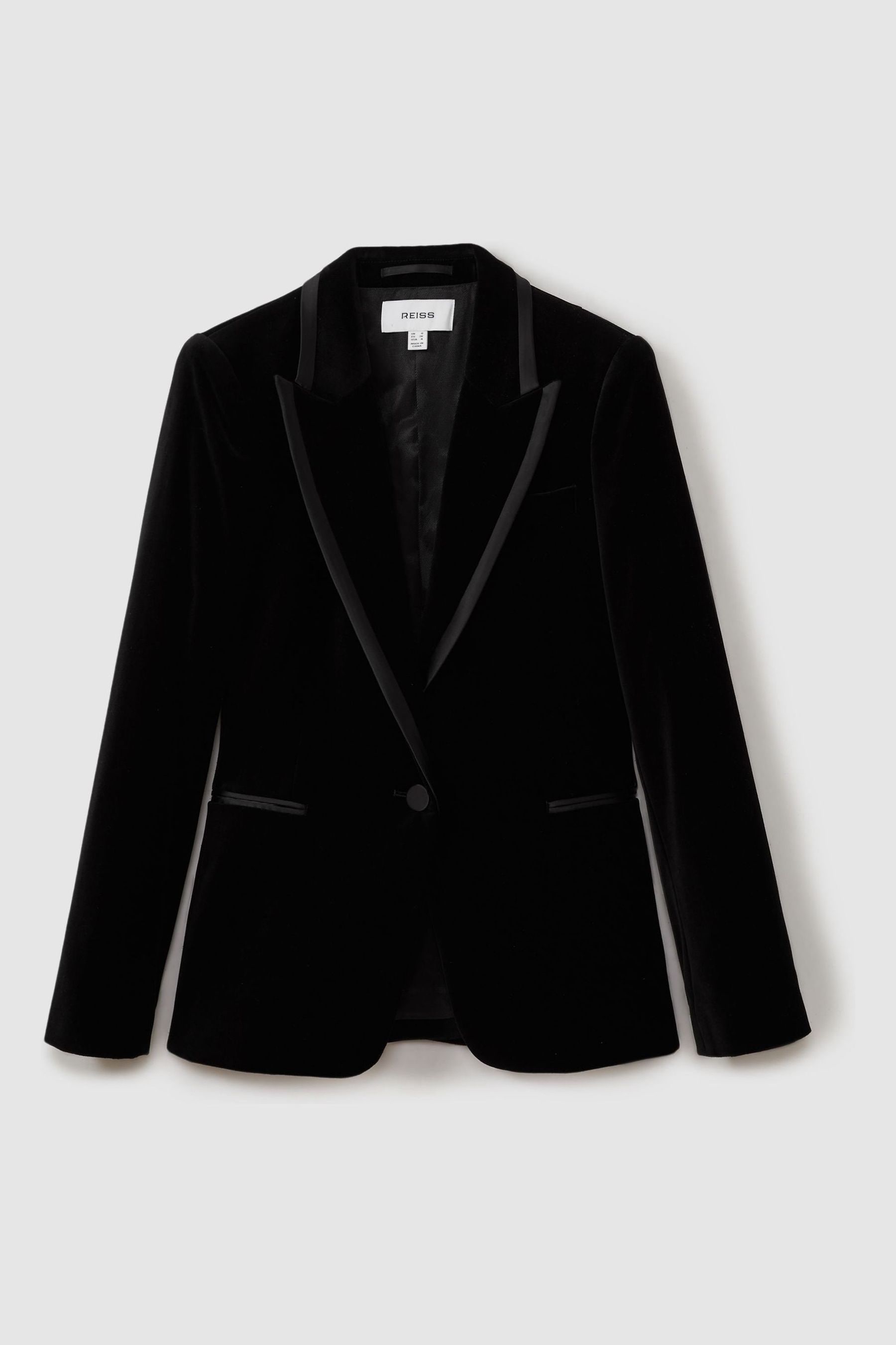 Buy Reiss Black Parisa Petite Velvet and Satin Single Breasted Suit Jacket from Next France